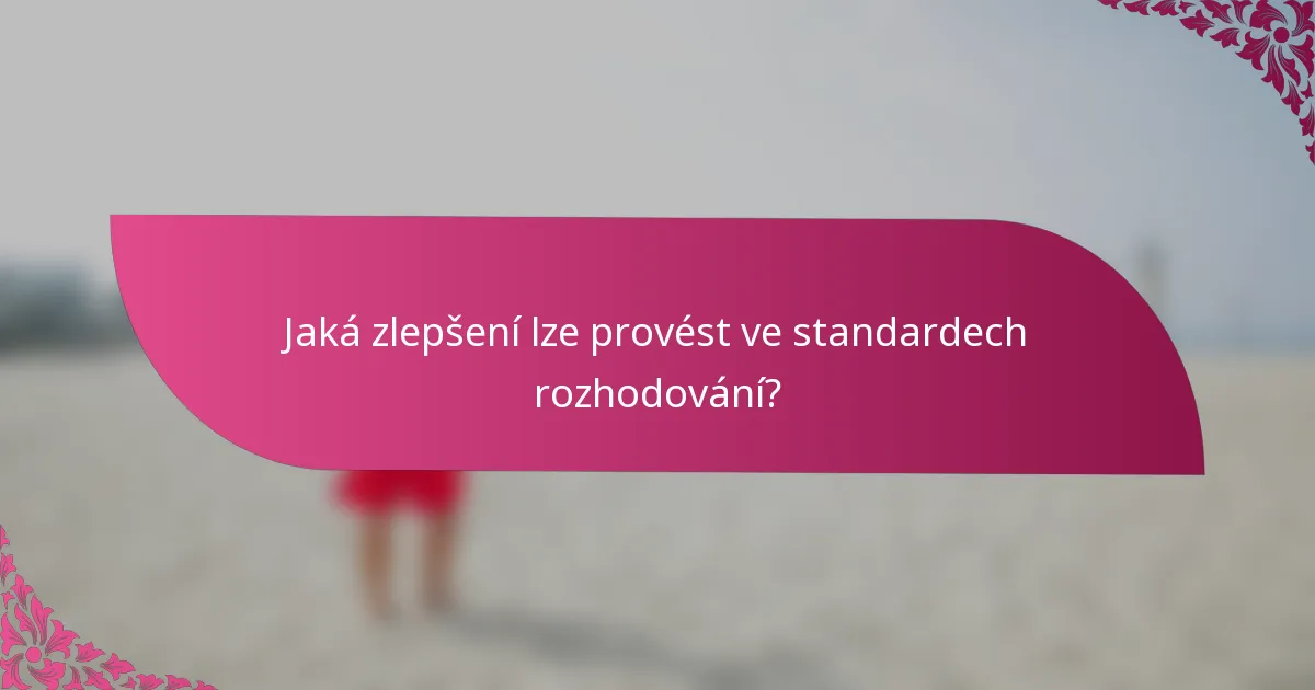 Jaká zlepšení lze provést ve standardech rozhodování?