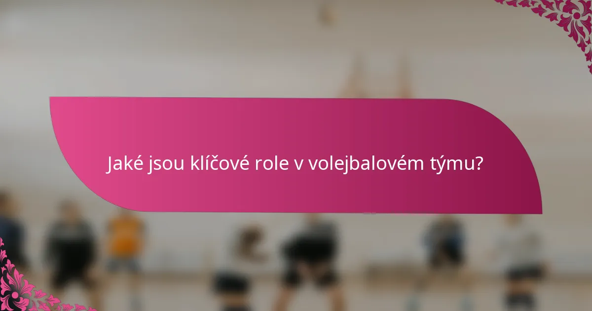 Jaké jsou klíčové role v volejbalovém týmu?