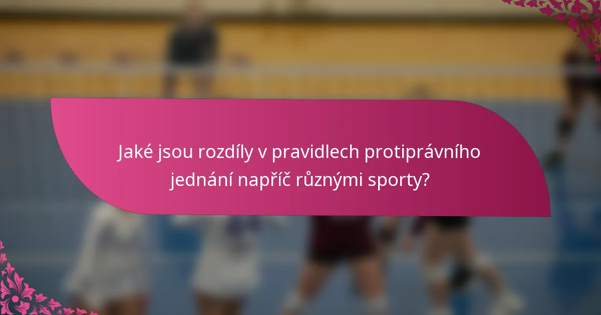 Jaké jsou rozdíly v pravidlech protiprávního jednání napříč různými sporty?