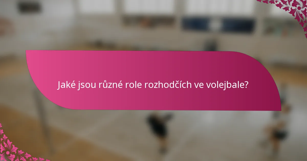 Jaké jsou různé role rozhodčích ve volejbale?