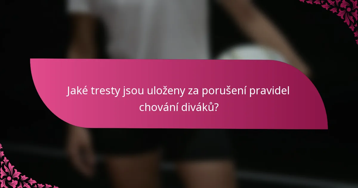 Jaké tresty jsou uloženy za porušení pravidel chování diváků?
